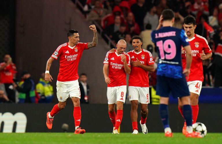 Ángel Di María anotó un tanto en la goleada de Benfica al Atlético de Madrid